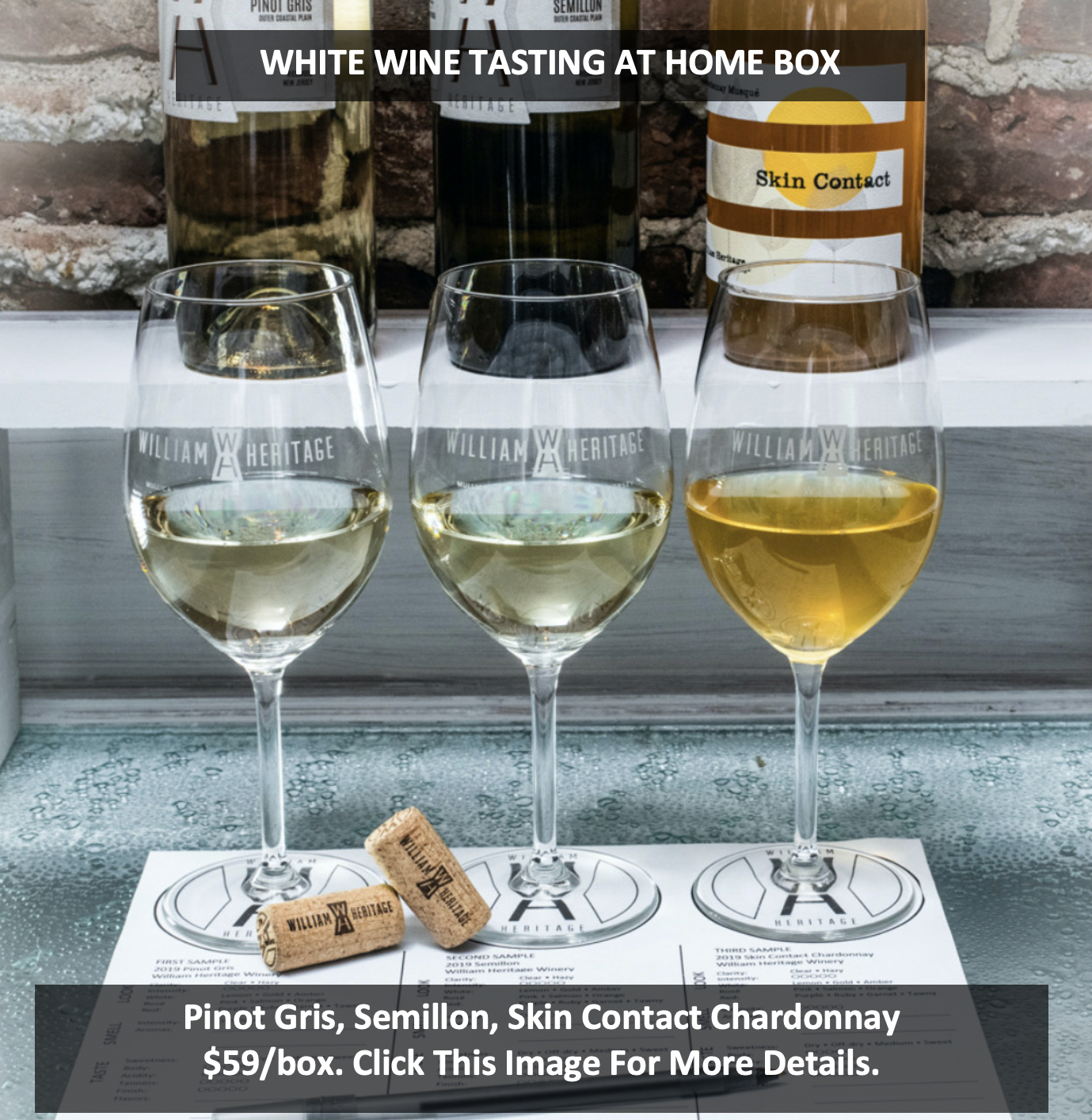 white wine tasting box William Heritage Winery